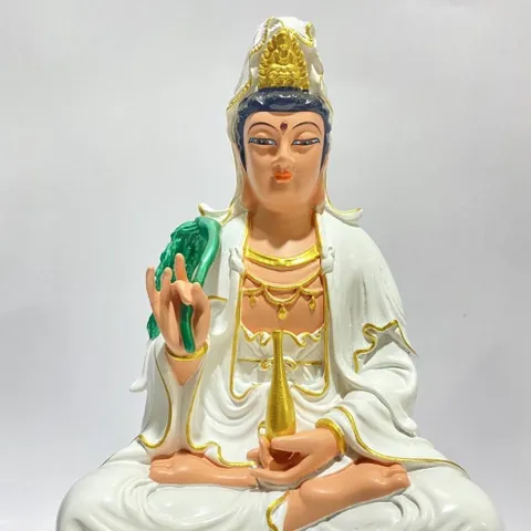 Bộ Tây Phương Tam Thánh Trắng Vẽ Ngồi 30cm COMPOSITE