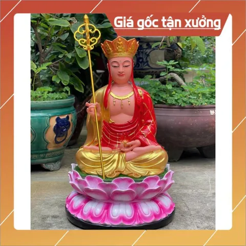 Tượng Địa Tạng Ngồi Đế Sen cao 30cm có hoả tốc