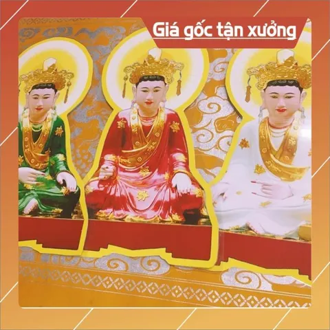 Tranh cúng bộ tam tòa thánh mẫu ép plastic CAO 40CM