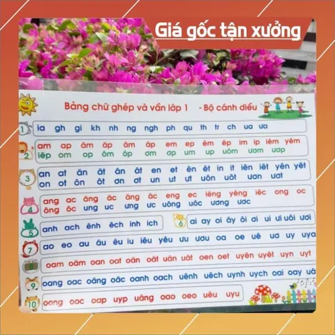 Bảng Âm Vần Lớp 1 Khổ A4 – Ép Plastic 2 Mặt  – Dành Cho Bé 4-7 Tuổi, Bộ kết nối, cánh diều, CTST