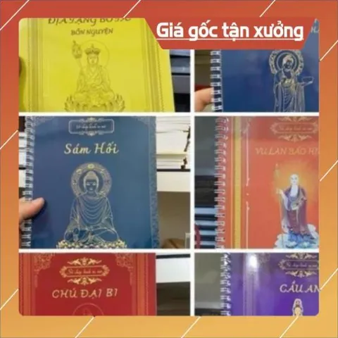 Combo 6 vở a4 chép kinh in chữ mờ -Địa Tạng-Chú Đại Bi-Sám Hối-Dược Sư-Cầu An-Vu Lan , tặng bút chép kinh
