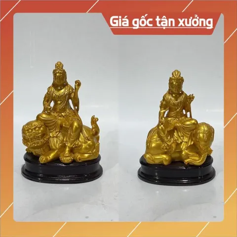 Tượng Ngài Bồ tát Văn Thù - Phổ Hiền Cao 10cm composite