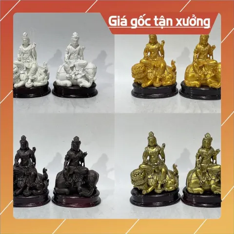 Tượng Ngài Bồ tát Văn Thù - Phổ Hiền Cao 10cm composite