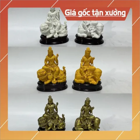 Tượng Ngài Bồ tát Văn Thù - Phổ Hiền Cao 10cm composite