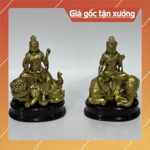 Tượng Ngài Bồ tát Văn Thù - Phổ Hiền Cao 10cm composite