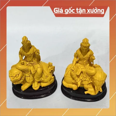 Tượng Ngài Bồ tát Văn Thù - Phổ Hiền Cao 10cm composite