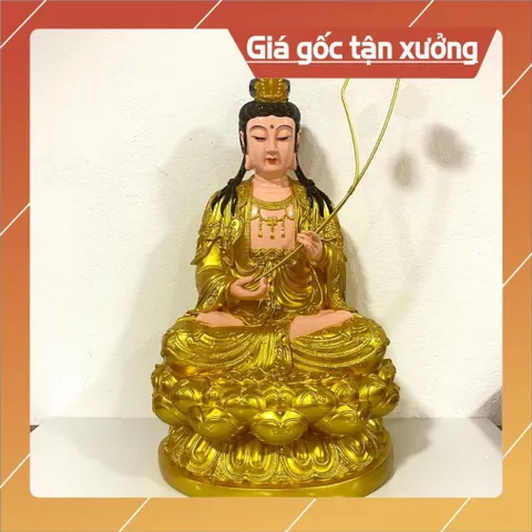 Tượng Thế Chí Bồ Tát Ngồi 45cm Màu Vàng Nhựa Composite VÀNG ĐẸP, CÓ HOẢ TỐC