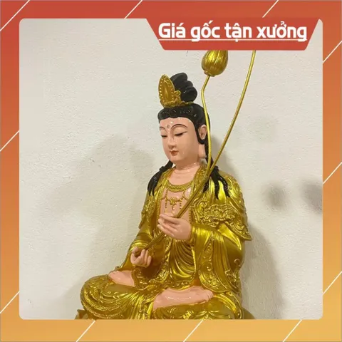 Tượng Thế Chí Bồ Tát Ngồi 45cm Màu Vàng Nhựa Composite VÀNG ĐẸP, CÓ HOẢ TỐC
