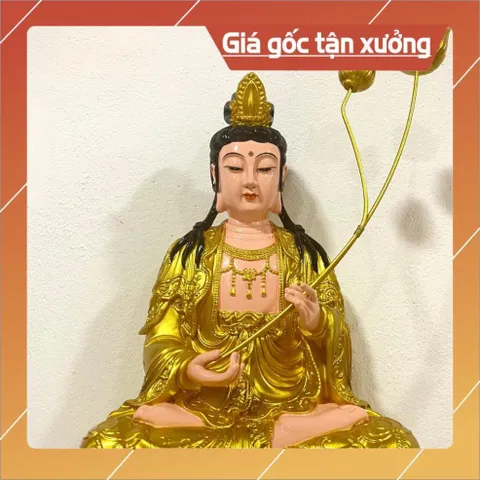 Tượng Thế Chí Bồ Tát Ngồi 45cm Màu Vàng Nhựa Composite VÀNG ĐẸP, CÓ HOẢ TỐC