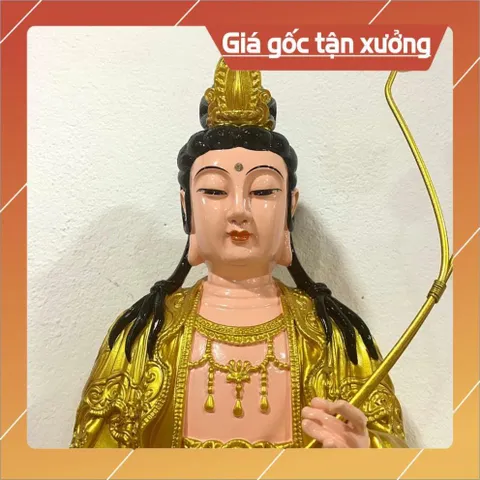 Tượng Thế Chí Bồ Tát Ngồi 45cm Màu Vàng Nhựa Composite VÀNG ĐẸP, CÓ HOẢ TỐC