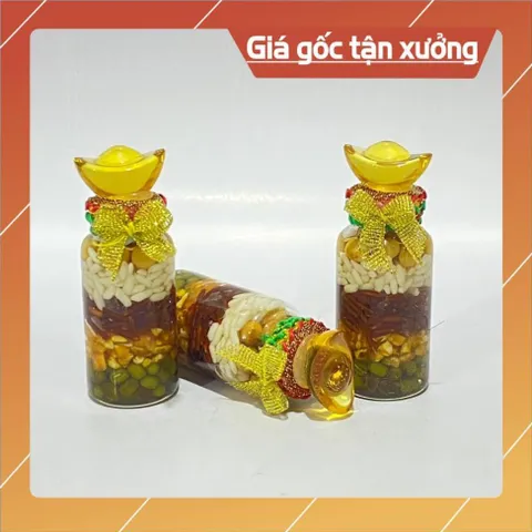 Chai Ngũ Cốc Phong Thuỷ Thu Tài Hút Lộc Chiêu Phương có Kích Thước Nhí , Chai Tháp ( Kèm Thỏi Vàng) HOẢ TỐC