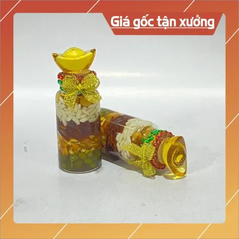 Chai Ngũ Cốc Phong Thuỷ Thu Tài Hút Lộc Chiêu Phương có Kích Thước Nhí , Chai Tháp ( Kèm Thỏi Vàng) HOẢ TỐC