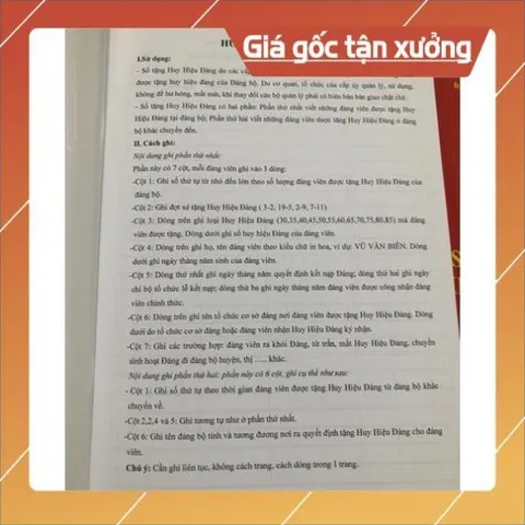 SỔ TẶNG HUY HIỆU ĐẢNG ( mẫu 5-HHĐ) có hoả tốc