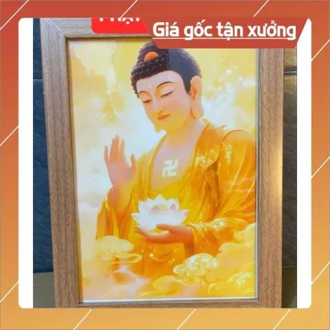 Khung Tranh PHẬT A DI ĐÀ  size 25cm x  35cm (TẶNG KINH MIỄN PHÍ)