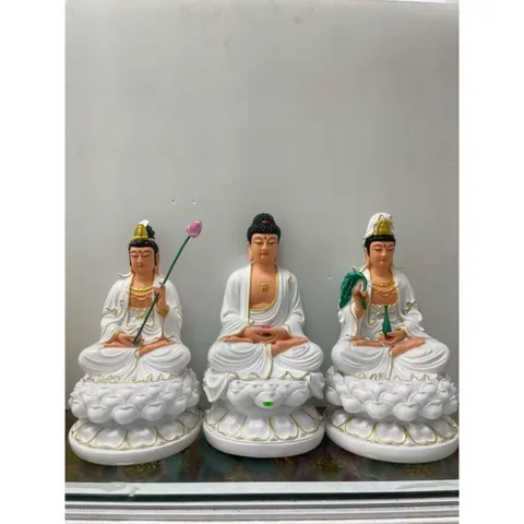 Bộ Tây Phương Tam Thánh, Tam Thế Phật, A Di Đà, Quan Âm, Đại Thế Chí chất liệu poly cao 30cm COMPOSITE