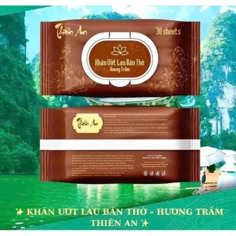 Hộp 30 chiếc Khăn Ướt Bao Sái Cao Cấp THIÊN AN hương trầm -  Khăn Lau Ban Thờ bao sái năm 2026 BAO SĨ
