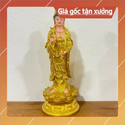 Tượng Tây Phương Tam Thánh Đứng 40cm nhựa composite vàng vẽ hoả tốc