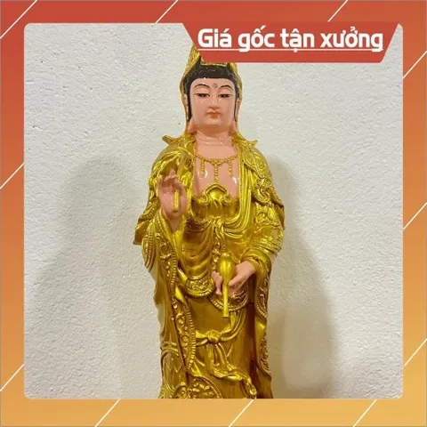 Tượng Tây Phương Tam Thánh Đứng 40cm nhựa composite vàng vẽ hoả tốc