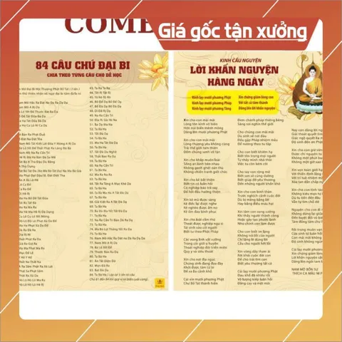 Tờ Kinh Cầu Nguyện Lời Khấn Nguyện Hàng Ngày và Chú Đại Bi 84 Câu Khổ A4 Cán Nilong Bóng Chống Nước ÉP