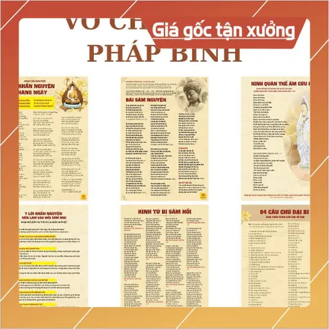 Tờ Kinh Cầu Nguyện Lời Khấn Nguyện Hàng Ngày và Chú Đại Bi 84 Câu Khổ A4 Cán Nilong Bóng Chống Nước ÉP