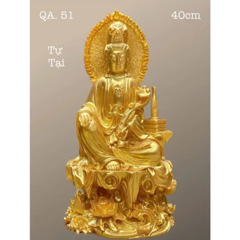 TÔN TƯỢNG QUAN ÂM TỰ TẠI CAO 40CM NGỒI QUÁ ĐẸP, 4 MÀU KHÁCH CHỌN
