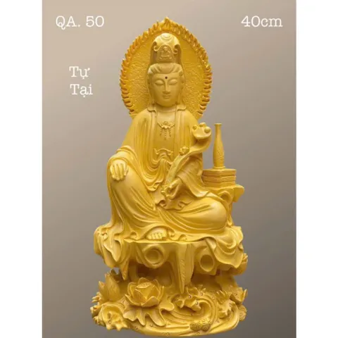 TÔN TƯỢNG QUAN ÂM TỰ TẠI CAO 40CM NGỒI QUÁ ĐẸP, 4 MÀU KHÁCH CHỌN