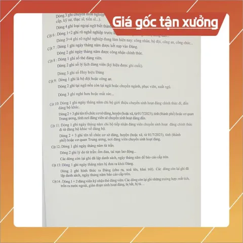 SỔ DANH SÁCH ĐẢNG VIÊN (Mẫu 7-HSĐV) có hoả tốc