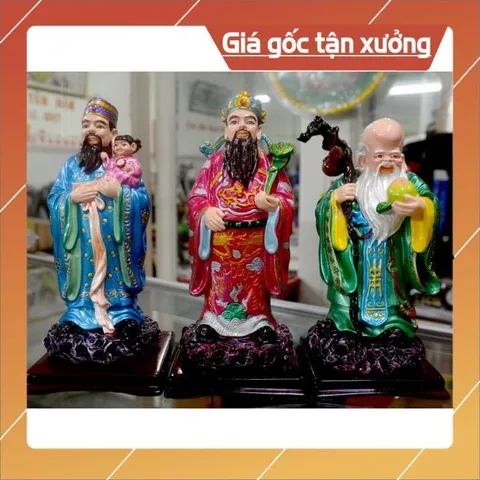 Bộ tượng Tam Đa-Ba ông Phúc Lộc Thọ cao 19cm hoả tốc