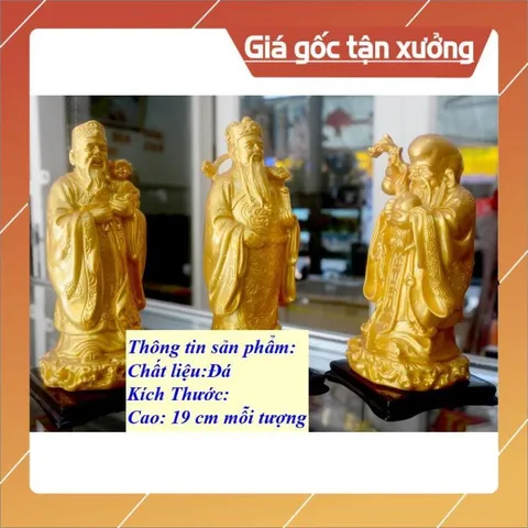 Bộ tượng Tam Đa-Ba ông Phúc Lộc Thọ cao 19cm hoả tốc