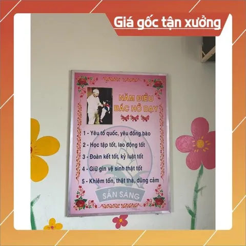 TỜ Năm điều bác hồ dạy KHỔ A3 30CM X 40CM ĐÃ ÉP PLASTICS, CÓ KEO DÁN