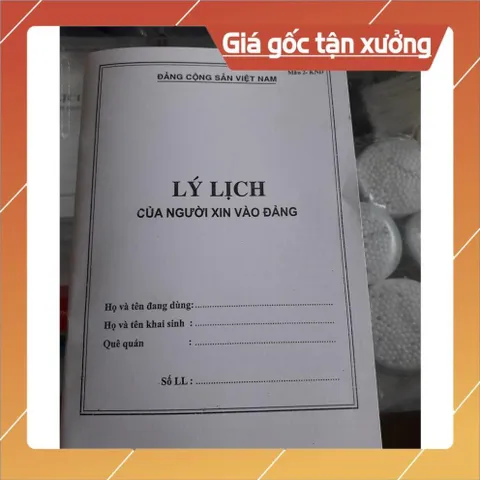 Quyển sổ tay Lý lịch Đảng viên mẫu 1-HSĐB, Quyển lý lịch của người xin vào đảng mẫu 02-KNĐ chuẩn mẫu, ảnh thật