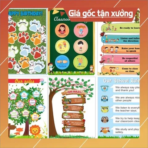 Các mẫu trang trí lớp tiếng anh khổ A3 ép plastic CÓ KEO DÁN