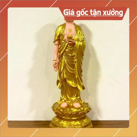 Tôn Tượng Phật A Di Đà Đứng 70cm Màu Vàng Nhựa Composite vàng nhủ