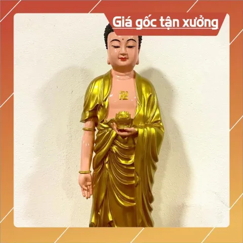 Tôn Tượng Phật A Di Đà Đứng 70cm Màu Vàng Nhựa Composite vàng nhủ