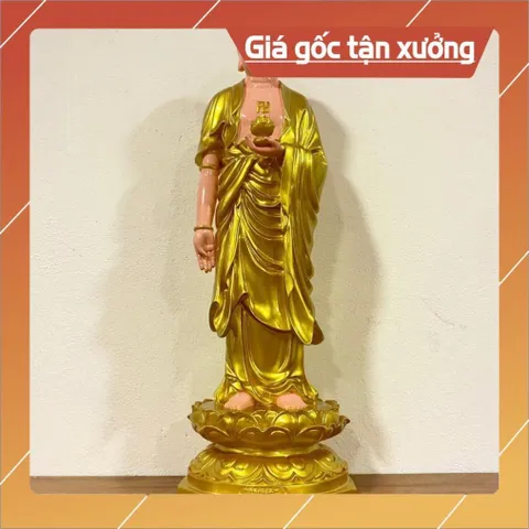 Tôn Tượng Phật A Di Đà Đứng 70cm Màu Vàng Nhựa Composite vàng nhủ