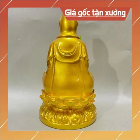 Tượng Quan Âm Màu Vàng Ngồi 30cm Nhựa Composite đẹp
