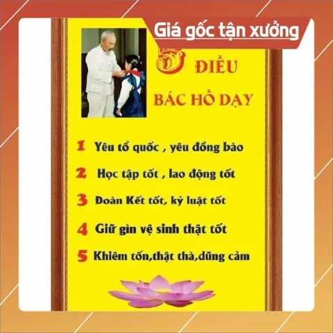 TỜ DÁN A3 - A4 BẢNG 5 ĐIỀU BÁC HỒ DẠY – BẢNG BIỂU LỚP HỌC NHIỀU MẪU - CÓ KEO DÁN