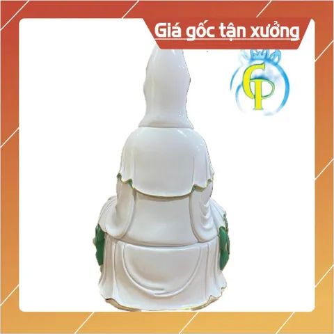 Tôn Tượng Quan Thế Âm Bồ Tát Ngồi 30cm Nhựa Composite có hoả tốc