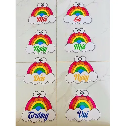 Tờ giầy Mỗi Ngày Đến Trường Là Một Ngày Vui cầu vồng Sẵn băng keo dán tường