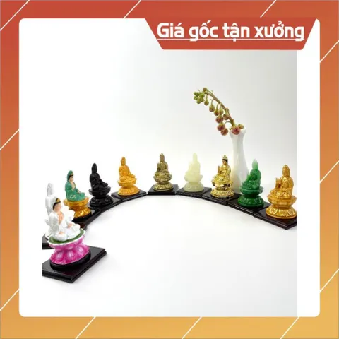 Tượng Bồ Tát đặt taplo xe oto bình an, tượng Quan Âm thờ may mắn - Vàng đất cao 12cm có hoả tốc