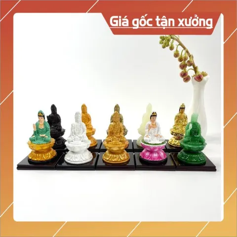 Tượng Bồ Tát đặt taplo xe oto bình an, tượng Quan Âm thờ may mắn - Vàng đất cao 12cm có hoả tốc