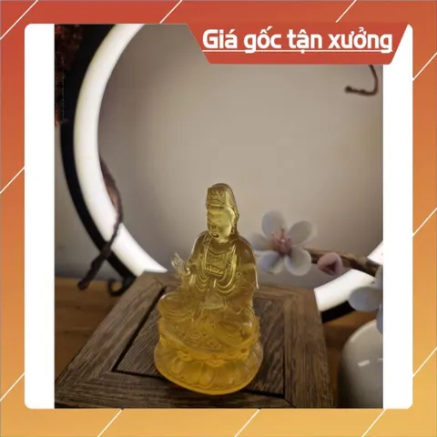 ( gieo duyên) Tượng Quán Âm Bồ Tát Mini 7cm Trong Suốt Chất Liệu Poly Composite. Tượng Quán Âm nhỏ
