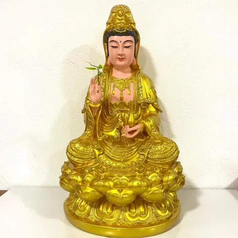 TƯỢNG Tây Phương Tam Thánh Ngồi 50cm Vàng COMPOSITE