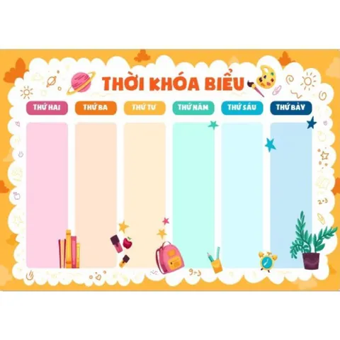 Tờ giấyThời khoá biểu cute cho bé decal a3 - a4