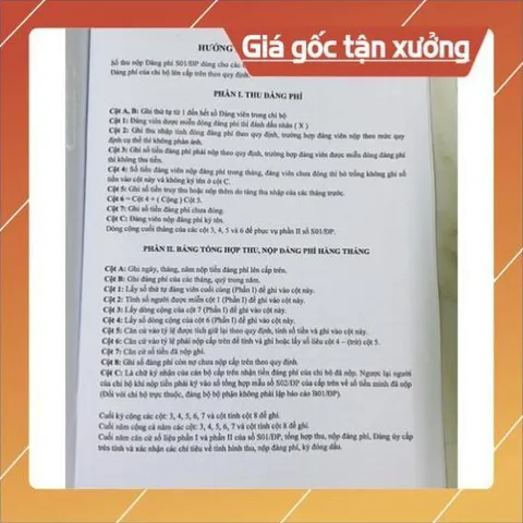 SỔ THU - NỘP ĐẢNG PHÍ ( Mẫu S01/ĐP) CÓ HOẢ TỐC