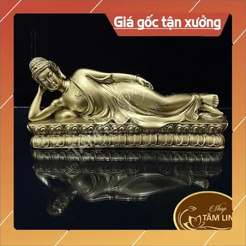 Tượng Phật Thích Ca Nhập Niết Bàn Ngang 24cm Nhựa Composite 2 MÀ