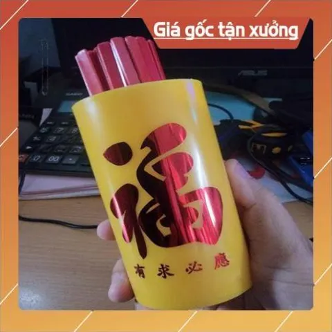 Hủ ống xâm nhựa vàng 3 size cao cấp 100 quẻ