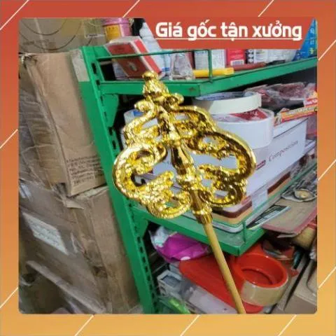 Cây tích  trượng ngày địa tạng 30cm - 40cm mạ vàng composite