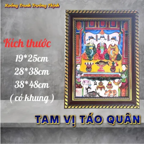 Khung Tranh TAM VỊ TÁO QUÂN - BÀI VỊ - có khung  có hoả tốc