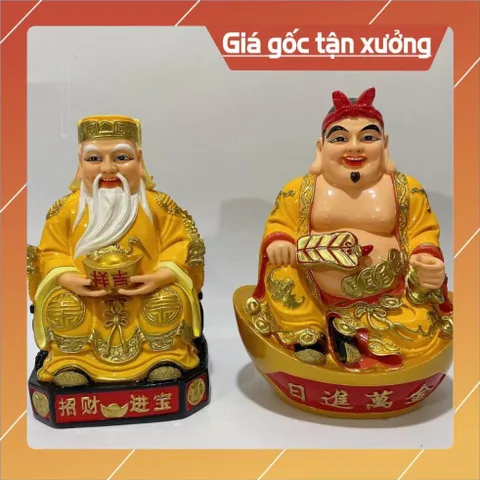 Bộ Tượng 2 Ông Thần Tài Và Thổ Địa Nhiều Size Nhựa Composite CÓ HOẢ TỐC